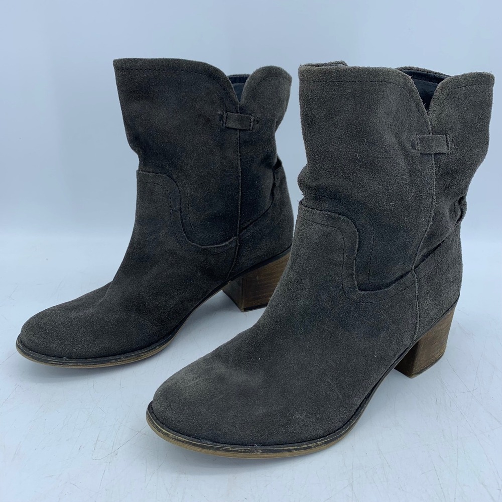 Franco Sarto Mission Suede Leather Block Heel Ankle Boots Womens 8.5 Boho Earthy